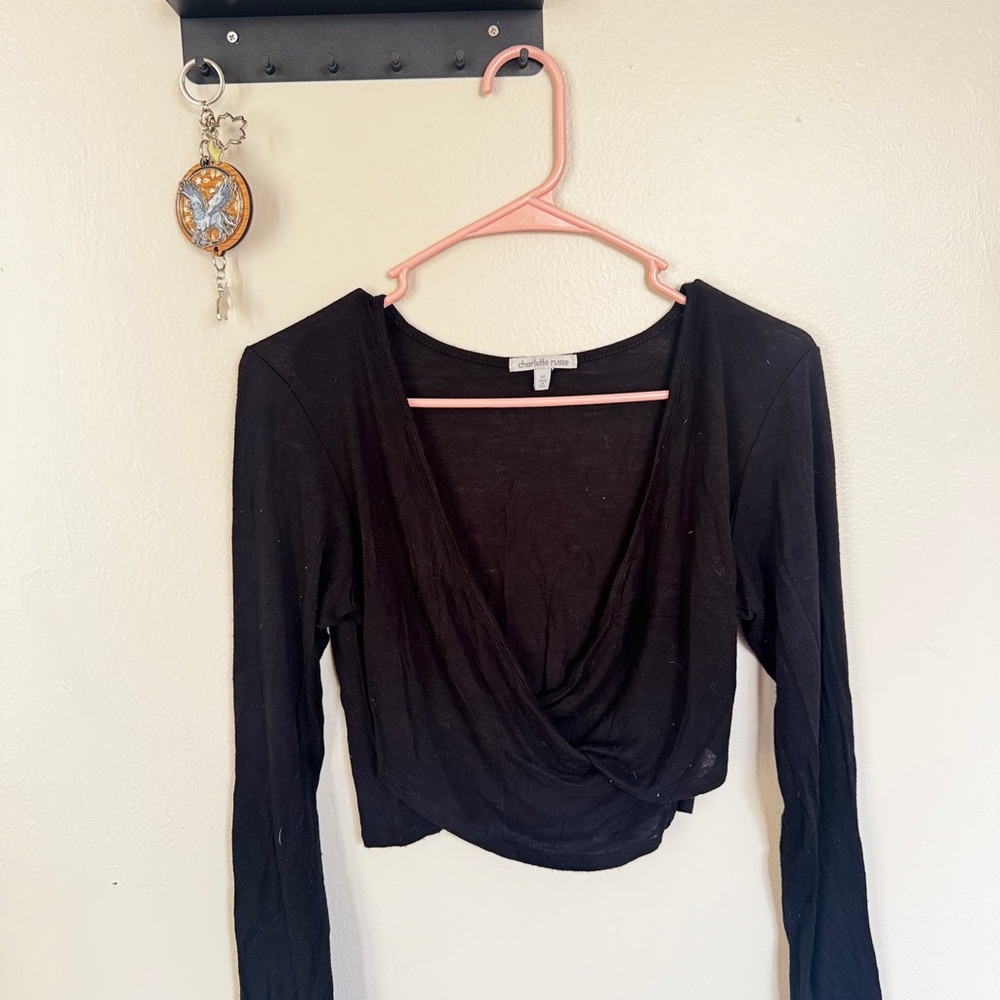 Charlotte Russe Black Wrap Top